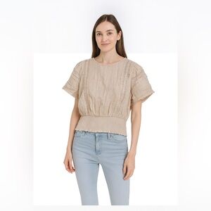 Ultra Pink Tan Cropped Blouse Shirt Top size XL